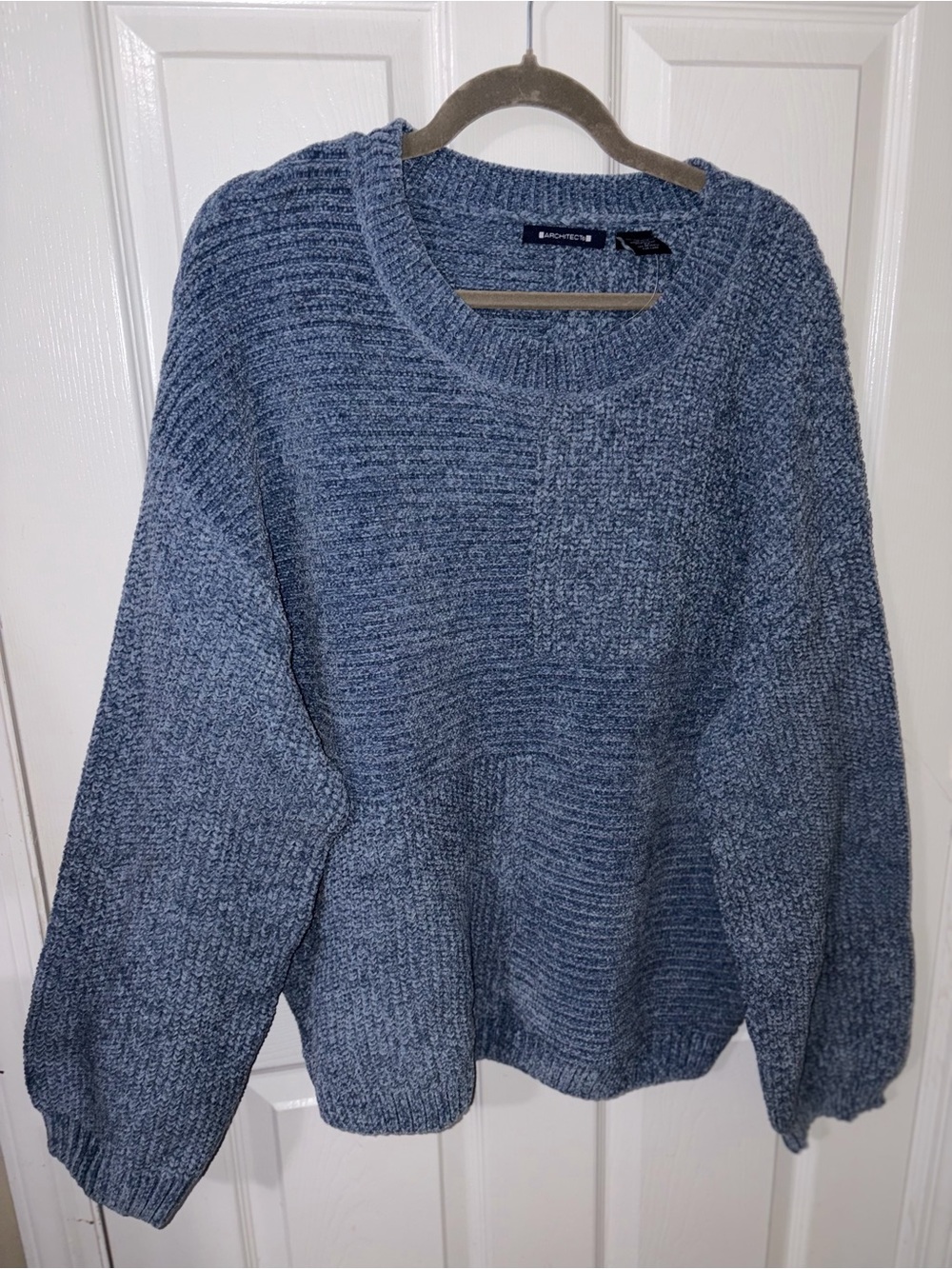 Architect Blue Ribbed Crewneck Sweater